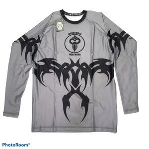 Warhammer long sleeve gray & black rash guard sz L